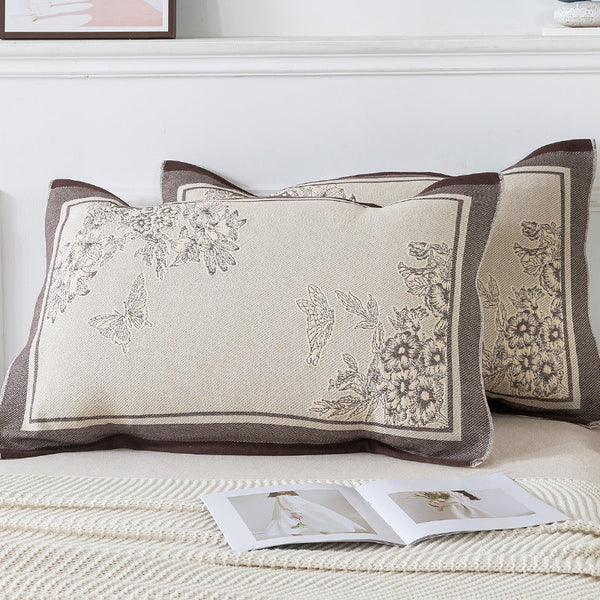 Elosung Pair Of Butterfly Pattern Tied Cotton Gauze Pillow Cover Insert Not Included 52 X 75Cm Pillow Cases