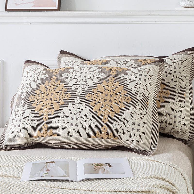 Elosung Pair Of Adjacent Flower Room Tied Cotton Gauze Pillow Cover Insert Not Included 52 X 75Xm Pillow Cases