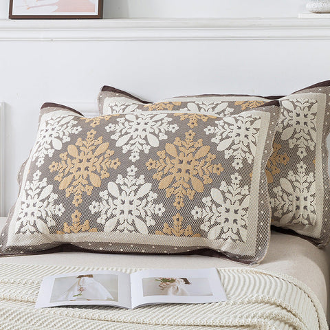 Elosung Pair Of Adjacent Flower Room Tied Cotton Gauze Pillow Cover Insert Not Included 52 X 75Xm Pillow Cases