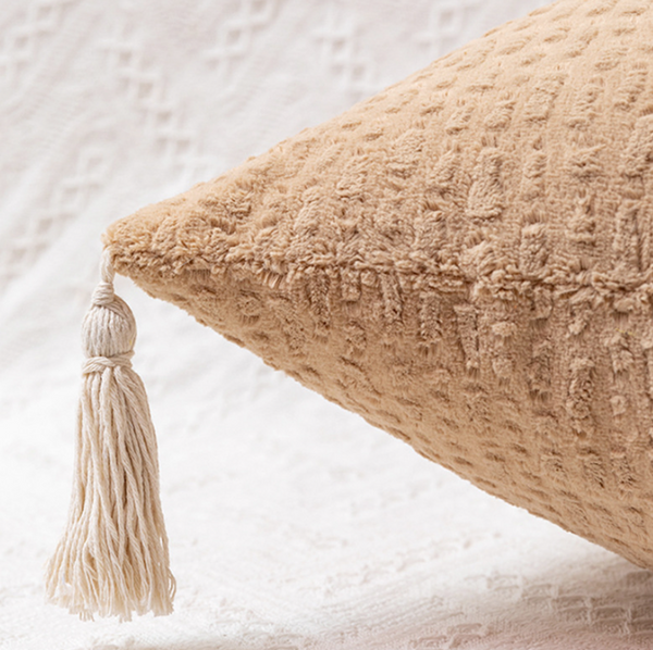 Elosung Gray Set Of 2 Textured Velvet Throw Pillow Covers With Tassels Decorative Square Cushions 45*45Cm Cushion Covers