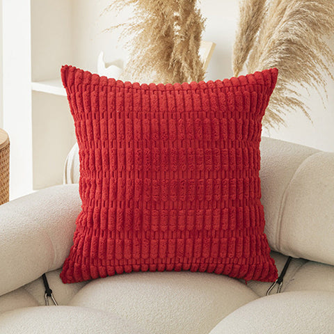 Elosung Set Of 2 Red Corduroy Style Throw Pillow Covers Machine Washable 55X55cm Cushion Covers