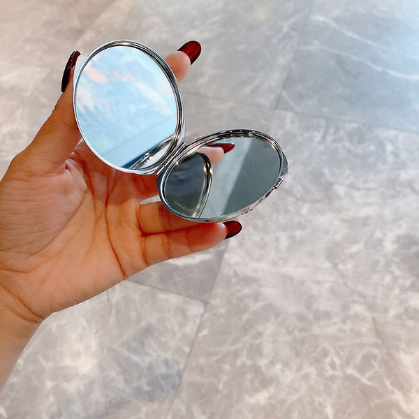 2 Pcs Green Sparkling Rhinestone Compact Mirror Portable Folding Makeup With Full Diamond Design Makeup Mirrors