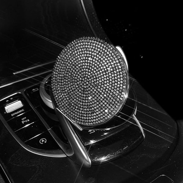 Elosung 2Pcs Black Sparkling Rhinestone Compact Mirror Portable Folding Makeup With Full Diamond Design Makeup Mirrors