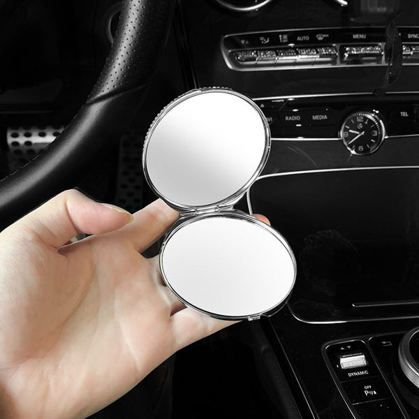 Elosung 2Pcs Black Sparkling Rhinestone Compact Mirror Portable Folding Makeup With Full Diamond Design Makeup Mirrors