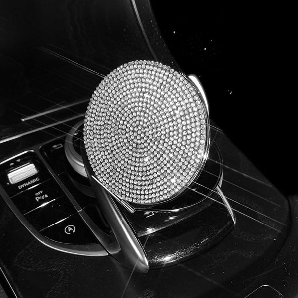 Elosung 2 Pcs White Rhinestone Compact Mirror Folding Makeup Diamond Design Makeup Mirrors