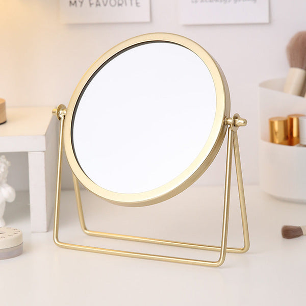 Elosung Gold Rotating Tabletop Makeup Mirror 360 Swivel Vanity For Bedroom & Desk Makeup Mirrors