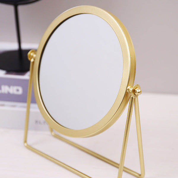 Elosung Gold Rotating Tabletop Makeup Mirror 360 Swivel Vanity For Bedroom & Desk Makeup Mirrors