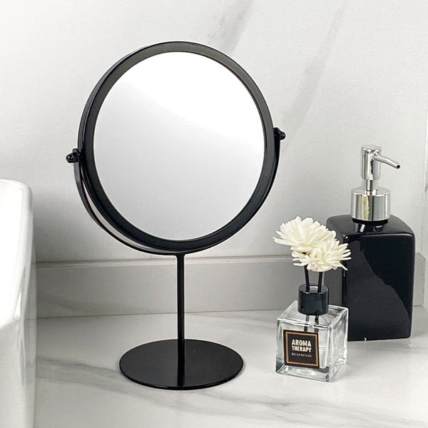 Elosung Black Rotating Tabletop Mirror 360 Swivel Vanity For Bedroom And Desk Use Makeup Mirrors