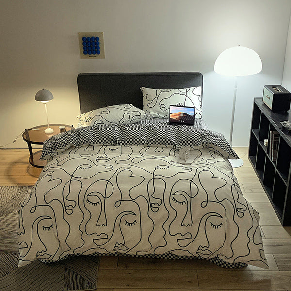 White Graffiti Duvet Cover 3 Piece Bedding Set (With Corner Ties)Quilt 200Cm X 230Cm Pillowcase 51 92Cm Quilt Covers