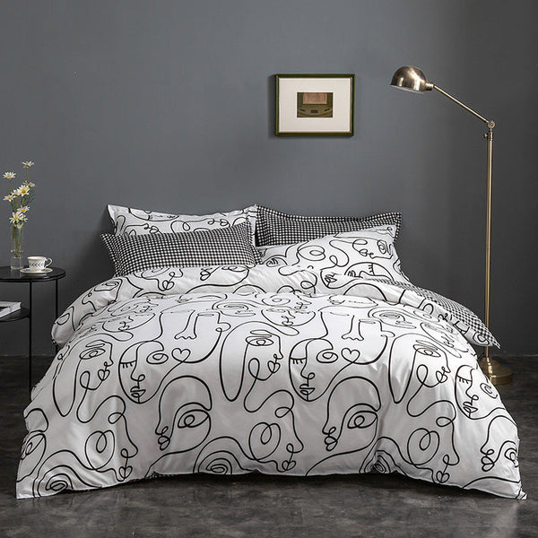 White Graffiti Duvet Cover 3 Piece Bedding Set (With Corner Ties)Quilt 230Cm X Pillowcase 51 92Cm Quilt Covers
