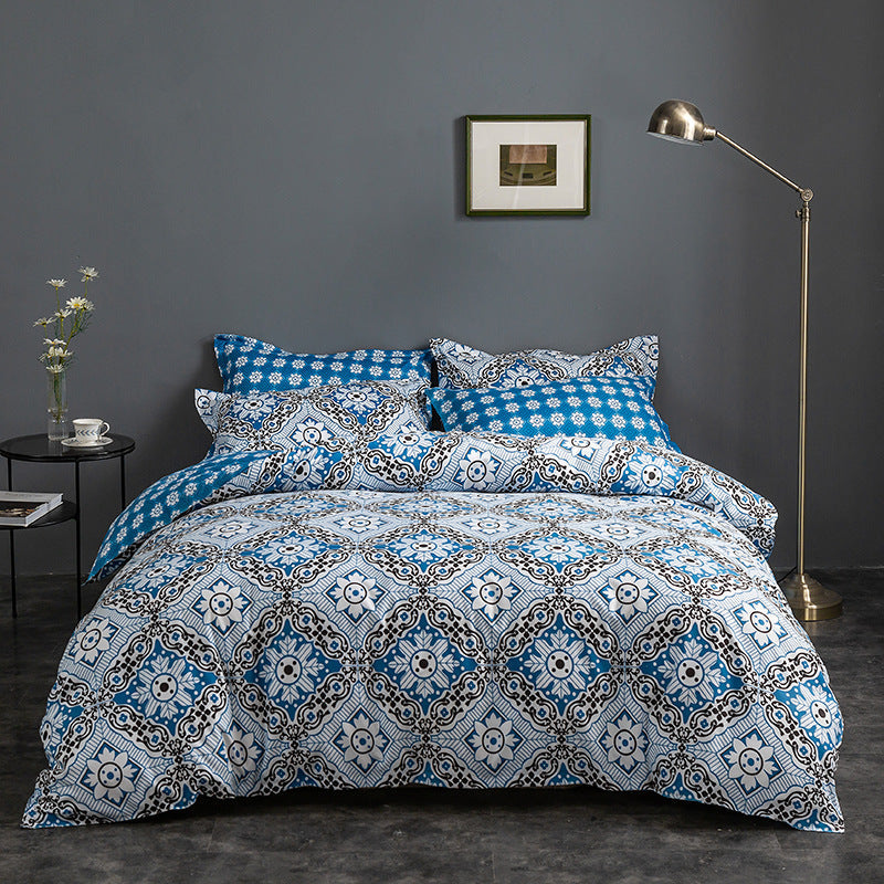 Elosung Blue Floral Duvet Cover 3 Piece Bedding Set With Corner Ties Quilt 230Cm X Pillowcase 51 92Cm Quilt Covers