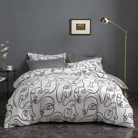 White Graffiti Duvet Cover 3 Piece Bedding Set (With Corner Ties)Quilt 230Cm X 265Cm Pillowcase 51 92Cm Quilt Covers