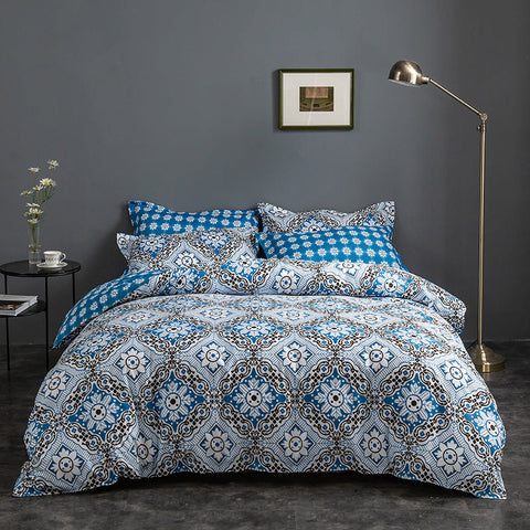 Elosung Blue Floral Duvet Cover 3 Piece Set (With Corner Ties)Quilt 230Cm X 265Cm Pillowcase 51 92Cm Quilt Covers