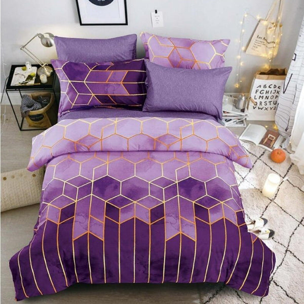 Geometric Print Duvet Cover 3 Piece Purple Ombre Bedding Set Quilt 230X265cm Pillowcase 51X92cm Quilt Covers