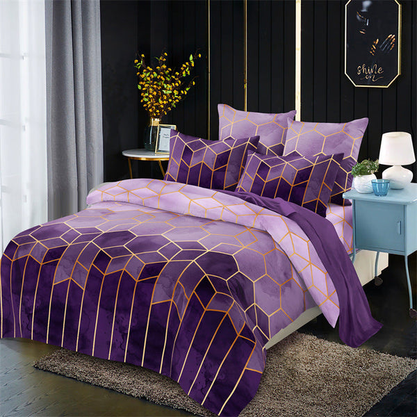 Geometric Print Duvet Cover 3 Piece Purple Ombre Bedding Set Quilt 230X265cm Pillowcase 51X92cm Quilt Covers