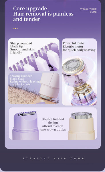 Gradient Pink Womens Multifunctional Electric Shaver Type C Rechargeable Hair Remover With Display Women's Shavers