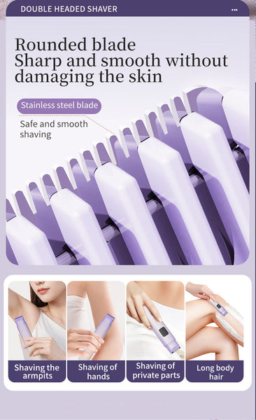 Gradient Pink Womens Multifunctional Electric Shaver Type C Rechargeable Hair Remover With Display Women's Shavers