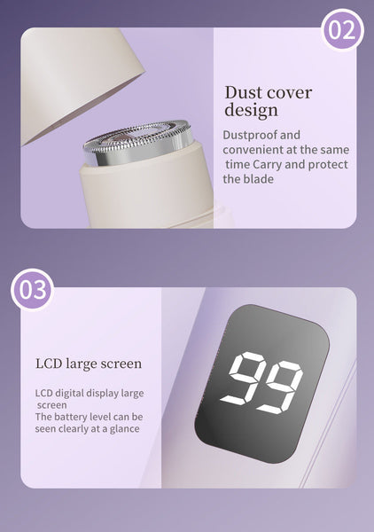 Gradient Pink Womens Multifunctional Electric Shaver Type C Rechargeable Hair Remover With Display Women's Shavers