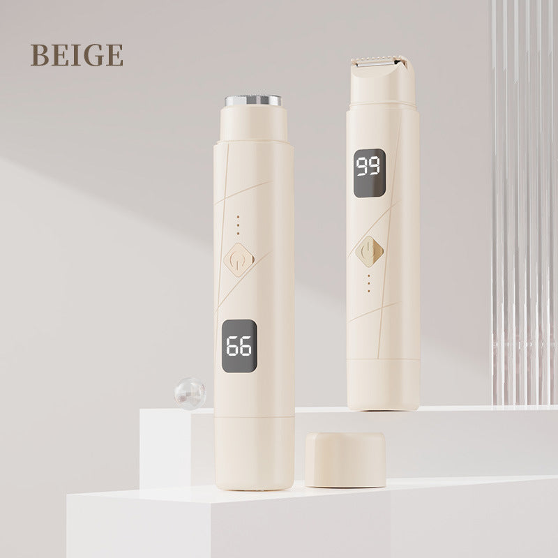 Elosung Beige Women's Multifunctional Electric Shaver Type C Rechargeable Hair Remover With Display Women's Shavers