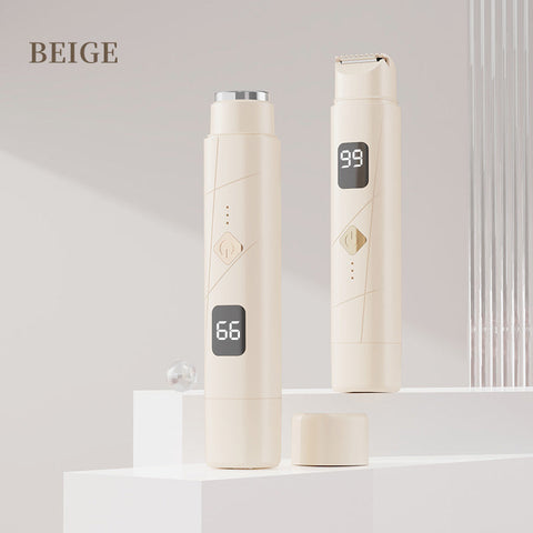 Elosung Beige Women's Multifunctional Electric Shaver Type C Rechargeable Hair Remover With Display Women's Shavers