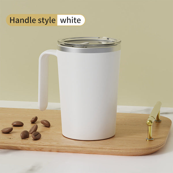 White Automatic Mixing Coffee Cup Stainless Steel Magnetic Stirrer(Handle Stlye) Mugs