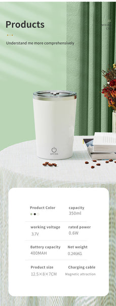 White Automatic Mixing Coffee Cup Stainless Steel Magnetic Stirrer(Handle Stlye) Mugs