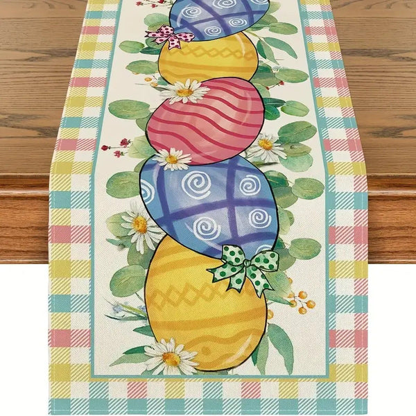 Elosung Easter Table Runner Linen Bunny Decoration 72 Inch Set Of (Style 2) Table Runners