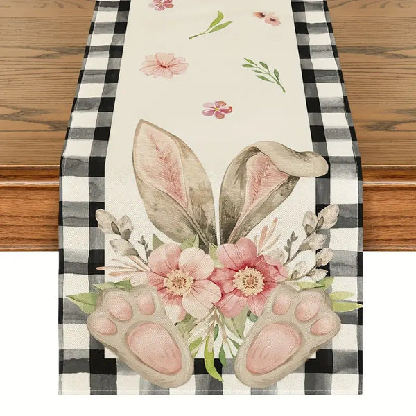 Elosung Easter Table Runner Linen Bunny Decoration 72 Inch Set Of Style 4 Table Runners