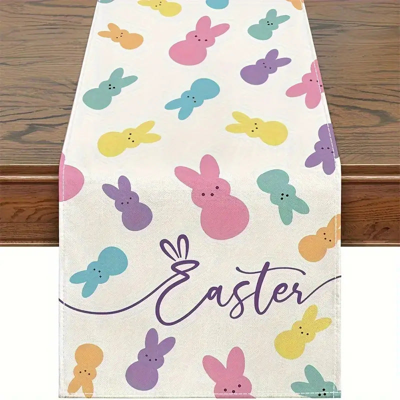 Elosung Easter Table Runner Linen Bunny Decoration 72 Inch Set Of Style 6 Table Runners