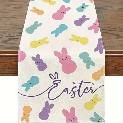 Elosung Easter Table Runner Linen Bunny Decoration 72 Inch Set Of Style 6 Table Runners