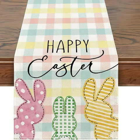 Elosung Easter Table Runner Linen Bunny Decoration 72 Inch Set Of Style Table Runners