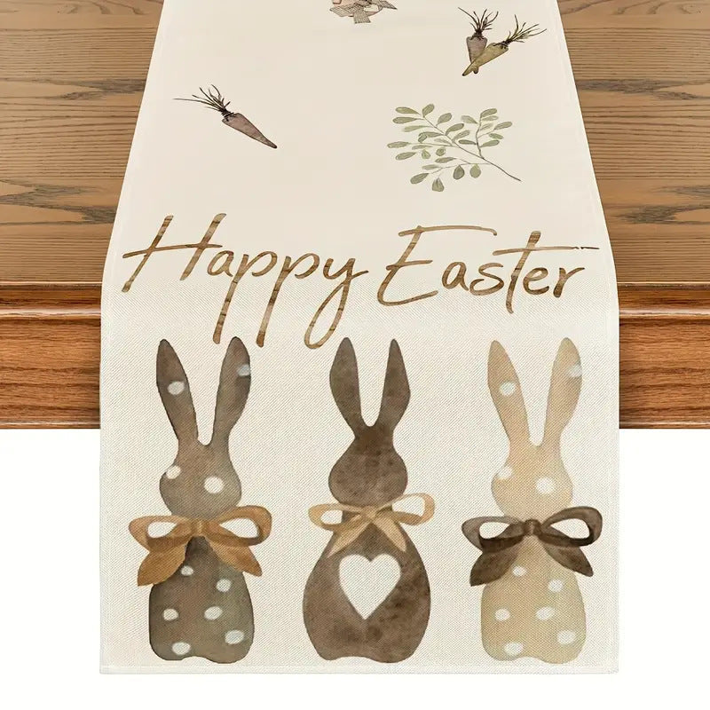 Elosung Easter Table Runner Linen Bunny Decoration 72 Inch Set Of Style 12 Table Runners