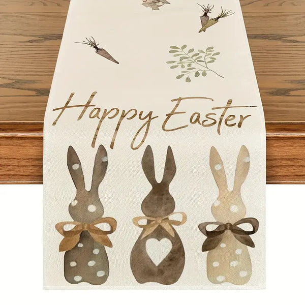 Elosung Easter Table Runner Linen Bunny Decoration 72 Inch Set Of Style 12 Table Runners
