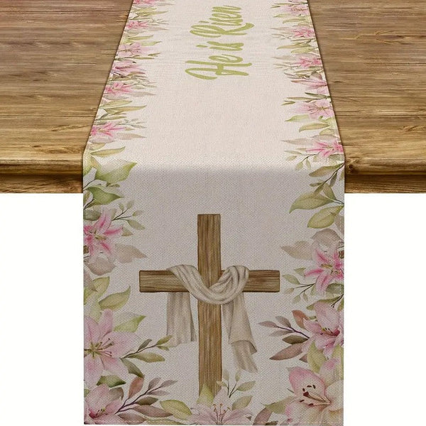 Elosung Easter Table Runner Linen Bunny Decoration 72 Inch Style 13 Table Runners