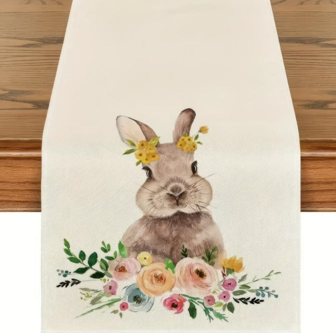 Elosung Easter Table Runner Linen Bunny Decoration 72 Inch Set Of Style 14 Table Runners