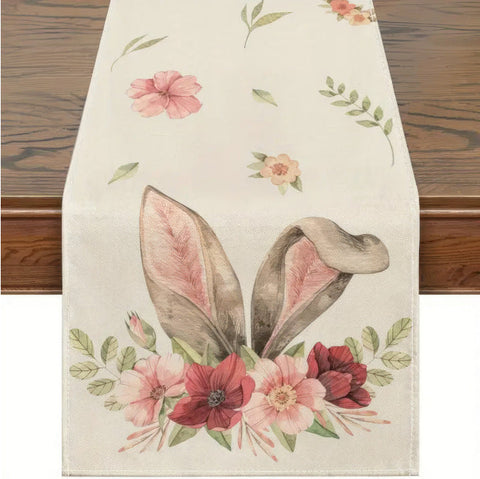 Elosung Easter Table Runner Linen Bunny Decoration 72 Inch Set Of (Style 15) Table Runners