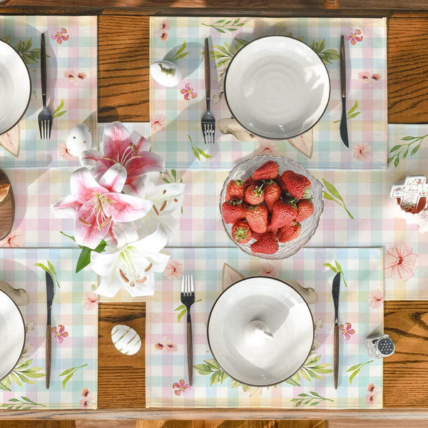 Elosung Easter Cotton Linen Set Of 4 Anti Stain Table Mats Style 9 Placemats