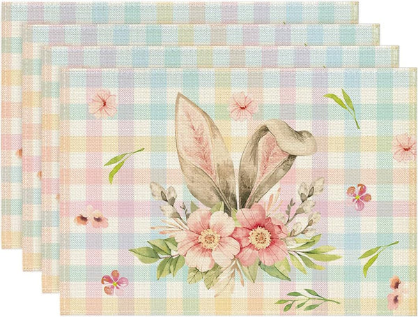 Elosung Easter Cotton Linen Set Of 4 Anti Stain Table Mats Style 9 Placemats