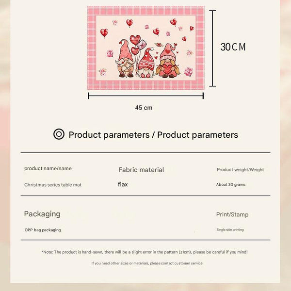 Easter Cotton Linen Rabbit Floral Set Heat Resistant Placemats