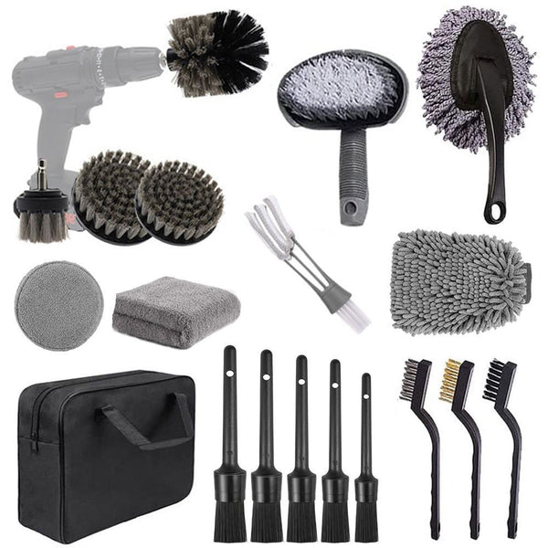 (Drill Not Included)Car Cleaning Supplies Complete Auto Detail Brush Set For Interior Exterior Wheels & Tires Power Scrubber Kit Car Cleaning Tools