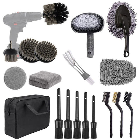 (Drill Not Included)Car Cleaning Supplies Complete Auto Detail Brush Set For Interior Exterior Wheels & Tires Power Scrubber Kit Car Cleaning Tools