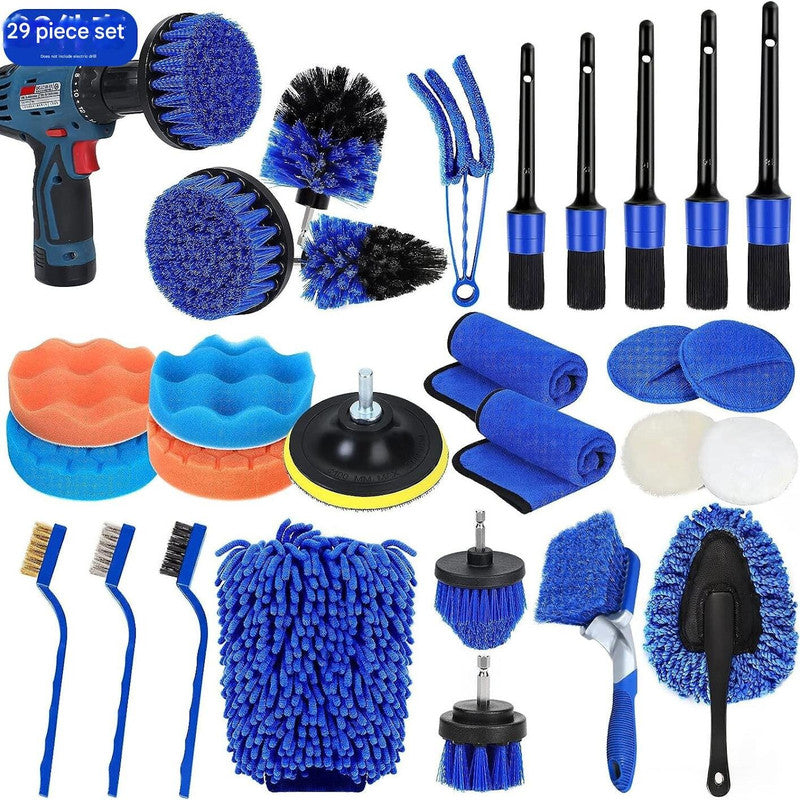 ((Drill Not Included 2)Car Cleaning Supplies Complete Auto Detail Brush Set For Interior Exterior Wheels & Tires Power Scrubber Kit Car Cleaning Tools