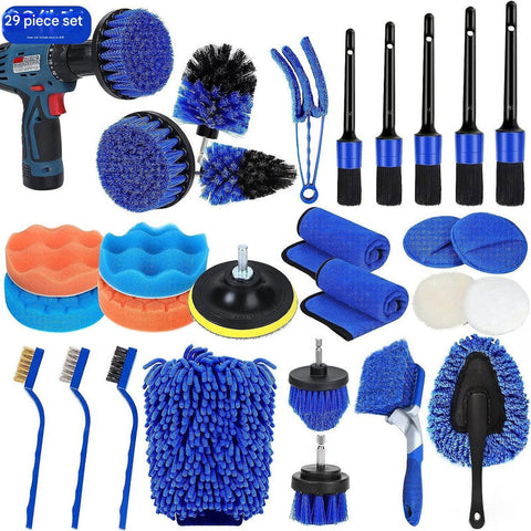 ((Drill Not Included 2)Car Cleaning Supplies Complete Auto Detail Brush Set For Interior Exterior Wheels & Tires Power Scrubber Kit Car Cleaning Tools