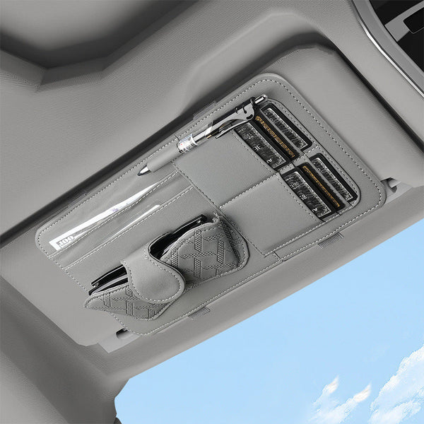 Car Organizer Sun Visor Clip With Sunglasses Holder Card Cash Pocket Wallets