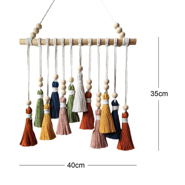 Elosung Colorful Tassel Wall Hanging Wooden Beads Boho Tapestry Home Decor Tapestries
