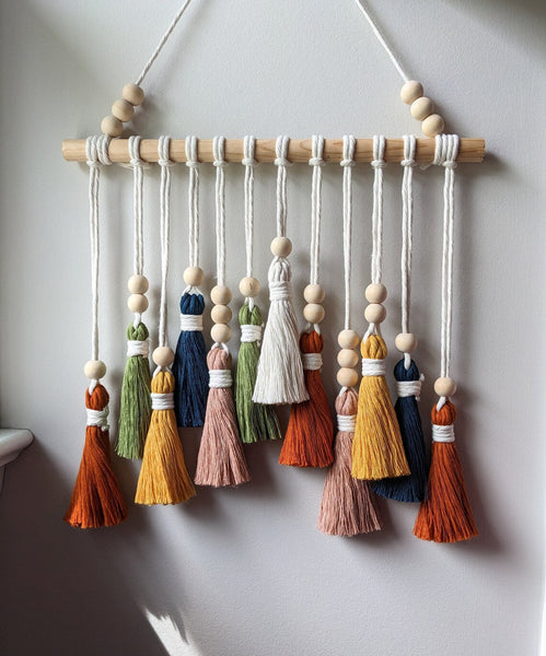 Elosung Colorful Tassel Wall Hanging Wooden Beads Boho Tapestry Home Decor Tapestries