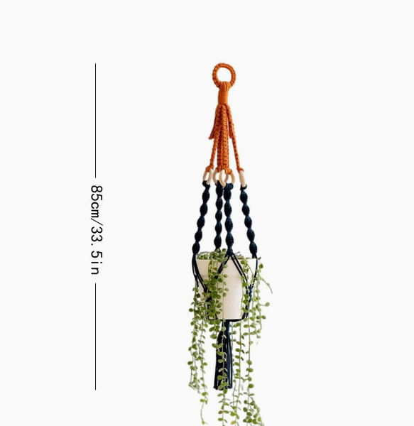 Elosung 2 Pcs Handwoven Plant Hanger Cotton Rope Hanging Planter With Wooden Rings Planters & Vases