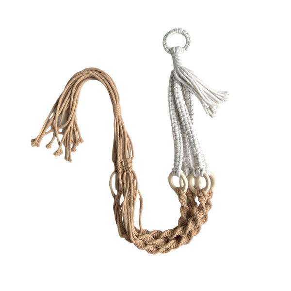 Elosung 3 Pcs Handwoven Plant Hanger Cotton Rope Hanging Planter With Wooden Rings Planters & Vases