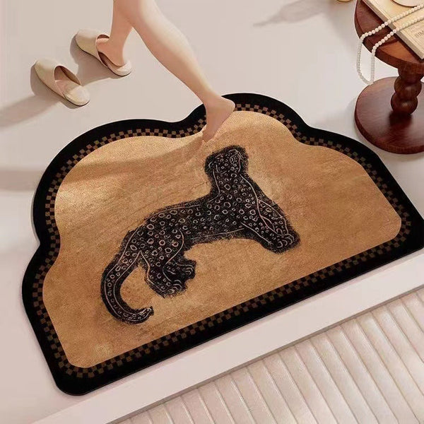 Elosung Ink Flower Diatomaceous Earth Bathroom Mat Vintage Design Fast Dry Anti Slip 45*70Cm Placeholder