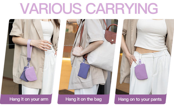 Pink Stylish Mini Wristlet Wallet Nylon, Multi Compartment Design Wallets